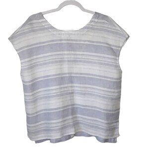 Cynthia Rowley Linen Striped Top L Lagenlook Office Vacation